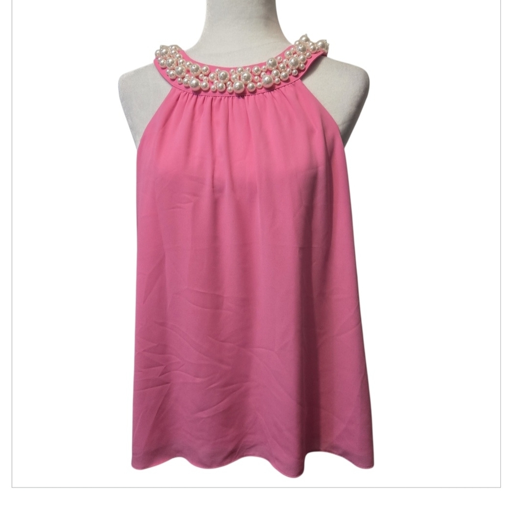 Lully Pulitzer legant Pink Pearl-Embellished Women's Top - Picture 2 of 9